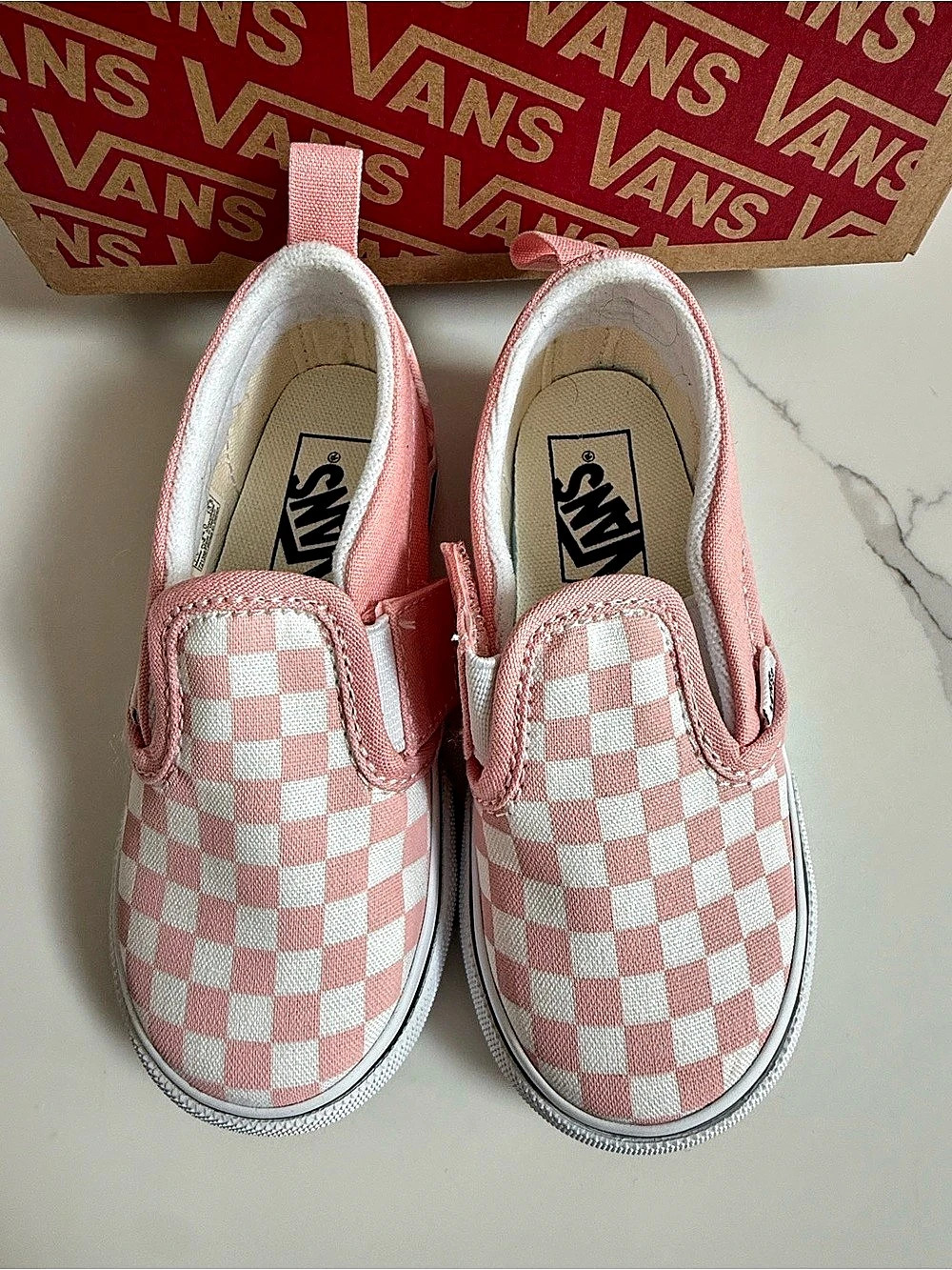 Vans Classic Slip-On Checkerboard Pink & White Checkered Size 7.5T